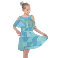 Geometric Ocean  Kids  Shoulder Cutout Chiffon Dress by ConteMonfrey