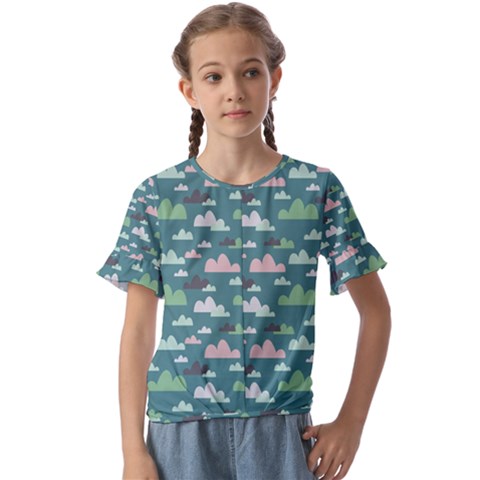 Llama Clouds  Kids  Cuff Sleeve Scrunch Bottom Tee by ConteMonfrey