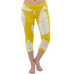 Yellow Banana Leaves Capri Yoga Leggings by ConteMonfrey