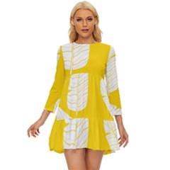 Yellow Banana Leaves Long Sleeve Babydoll Dress by ConteMonfrey