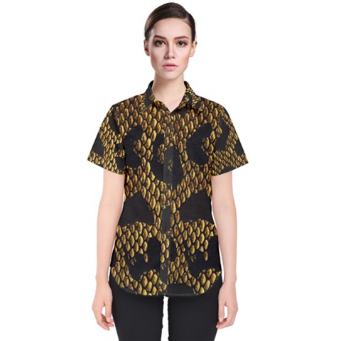 Metallic Snake Skin Pattern Women s Short Sleeve Shirt by BangZart