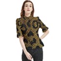 Metallic Snake Skin Pattern Frill Neck Blouse View1