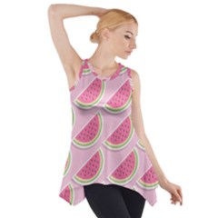 Pink Melon Wayermelon Pattern Food Fruit Melon Side Drop Tank Tunic