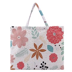 Nature Flora Background Wallpaper Zipper Large Tote Bag by Ravend