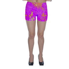 Spring Tropical Floral Palm Bird Skinny Shorts by Ravend