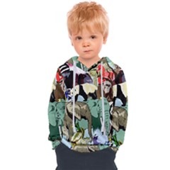 Zoo-animals-peacock-lion-hippo- Kids  Overhead Hoodie by Pakrebo