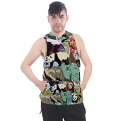 Zoo-animals-peacock-lion-hippo- Men s Sleeveless Hoodie by Pakrebo