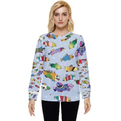 Fish Ocean Sea Water Diving Blue Nature Hidden Pocket Sweatshirt by Ravend