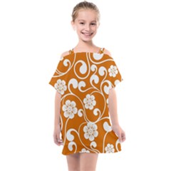 Orange Floral Walls  Kids  One Piece Chiffon Dress by ConteMonfrey