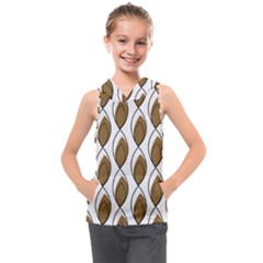 Brown Minimalist Leaves  Kids  Sleeveless Hoodie by ConteMonfrey