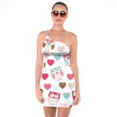 Lovely Owls One Soulder Bodycon Dress by ConteMonfrey