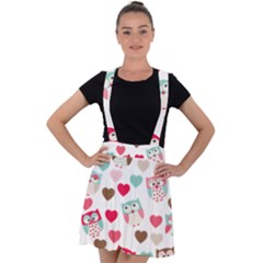 Lovely Owls Velvet Suspender Skater Skirt by ConteMonfrey