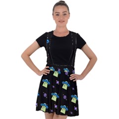 Illustration Cosmos Cosmo Rocket Spaceship Ufo Velvet Suspender Skater Skirt by danenraven