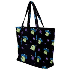 Illustration Cosmos Cosmo Rocket Spaceship Ufo Zip Up Canvas Bag by danenraven