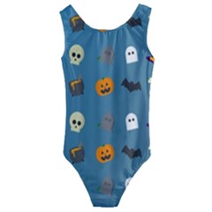 Halloween Cat Pumpkin Pattern Bat Horror Kids  Cut-out Back One Piece Swimsuit by danenraven