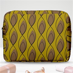 Yellow Brown Minimalist Leaves  Make Up Pouch (large)