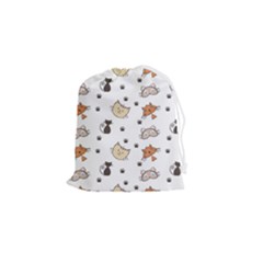 Cute Cat Kitten Animal Design Pattern Drawstring Pouch (small) by danenraven