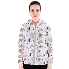 Cute Cat Kitten Animal Design Pattern Women s Zipper Hoodie by danenraven