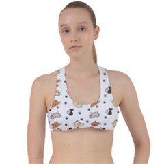 Cute Cat Kitten Animal Design Pattern Criss Cross Racerback Sports Bra by danenraven