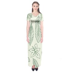 Banana Leaves Draw  Short Sleeve Maxi Dress by ConteMonfrey