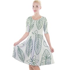 Banana Leaves Draw  Quarter Sleeve A-line Dress by ConteMonfrey