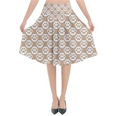 Brown Little Paws - Cute Cat Lover  Flared Midi Skirt by ConteMonfrey