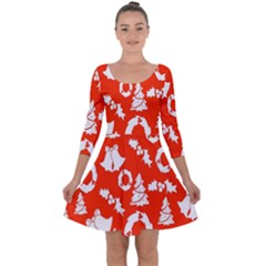 Orange  Card Christmas December Quarter Sleeve Skater Dress by artworkshop