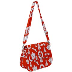 Orange  Card Christmas December Saddle Handbag by artworkshop