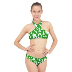 Green Card Christmas December4 High Neck Bikini Set by artworkshop