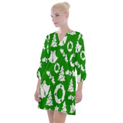 Green Card Christmas December4 Open Neck Shift Dress by artworkshop