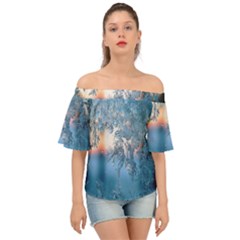 Frost Winter Morning Snow Off Shoulder Short Sleeve Top by artworkshop