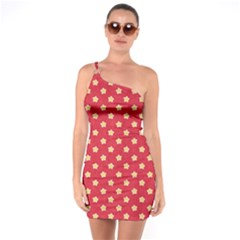 Felt Background Paper Red Yellow Star One Soulder Bodycon Dress by artworkshop