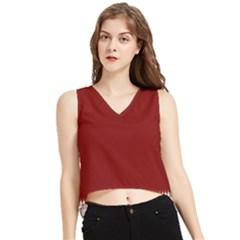 Christmas Red Graphic V-neck Cropped Tank Top by artworkshop