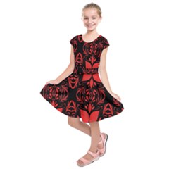 Christmas Red Black Xmas Gift Kids  Short Sleeve Dress