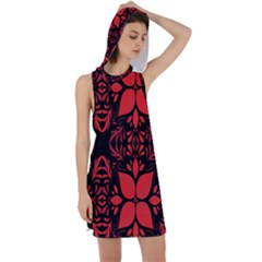 Christmas Red Black Xmas Gift Racer Back Hoodie Dress by artworkshop