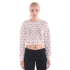 Christmas Pattern Red Stars Cropped Sweatshirt by artworkshop