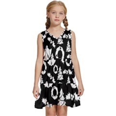 Black Card Christmas December Kids  Sleeveless Tiered Mini Dress by artworkshop