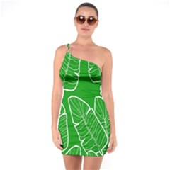 Green Banana Leaves One Soulder Bodycon Dress by ConteMonfrey