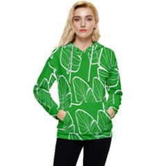 Green Banana Leaves Women s Lightweight Drawstring Hoodie