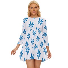 Little Blue Daisies  Long Sleeve Babydoll Dress by ConteMonfrey