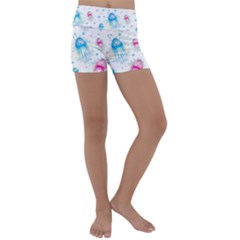 Jellyfis Pink Blue Cartoon Kids  Lightweight Velour Yoga Shorts