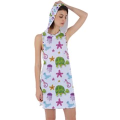 Turtle Animal Sea Life Racer Back Hoodie Dress by danenraven