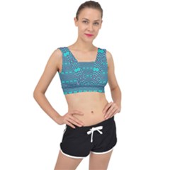 Abstract Chevron Zigzag Pattern V-back Sports Bra by danenraven