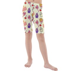 Cupcake Pattern Lollipop Kids  Mid Length Swim Shorts by danenraven