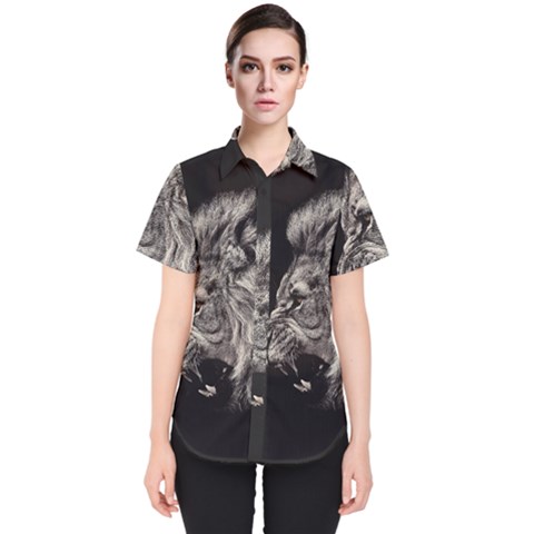 Angry Male Lion Women s Short Sleeve Shirt by Jancukart