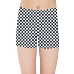 Black And White Background Black Board Checker Kids  Sports Shorts by Ravend