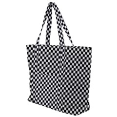 Black And White Background Black Board Checker Zip Up Canvas Bag by Ravend