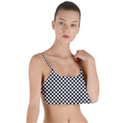 Black And White Background Black Board Checker Layered Top Bikini Top  by Ravend