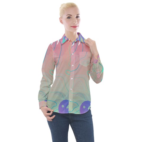 Nature Palm Tree Leaves Leaf Plant Tropical Women s Long Sleeve Pocket Shirt by Ravend