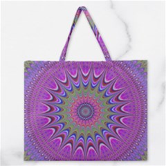 Art Mandala Design Ornament Flower Zipper Large Tote Bag by Ravend